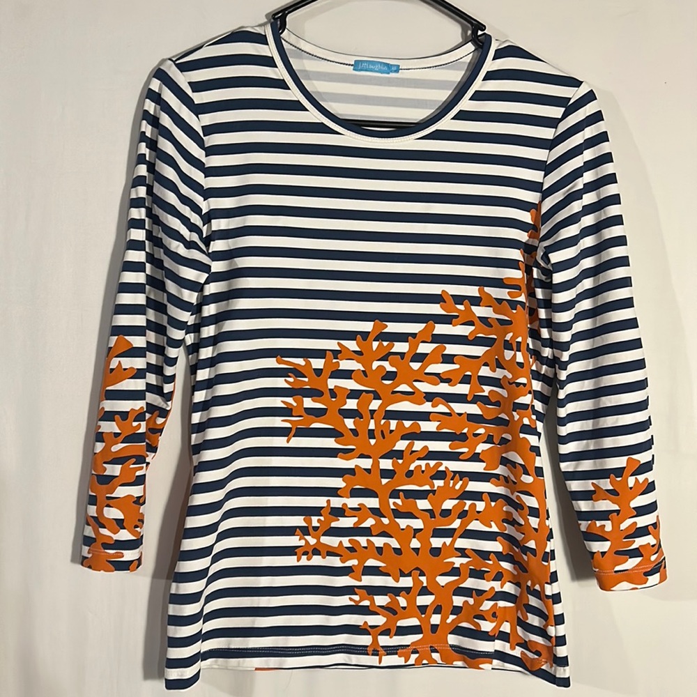 J McLaughlin Top  XS Blue/White/Orange